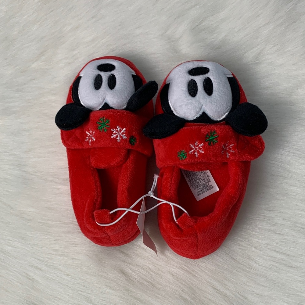 Disney Red and Black Disney Mickey Mouse Kids Slippers 11/12